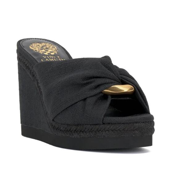 Vince Camuto Women's Black Briana Platform Wedge Sandals Size 8M - Picture 1 of 14